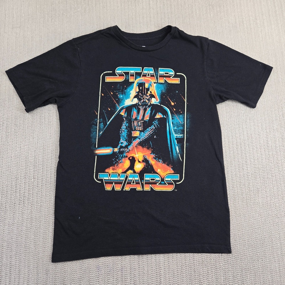 Star Wars Shirt Mens Small Black Retro Darth Vader Graphic Mad Engine Crew Neck